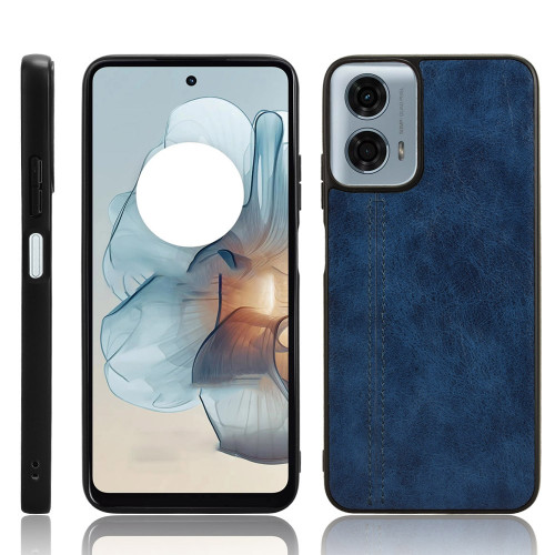 Moto G 5G 2024 Cow Pattern Sewing Back Cover Phone Case - Blue
